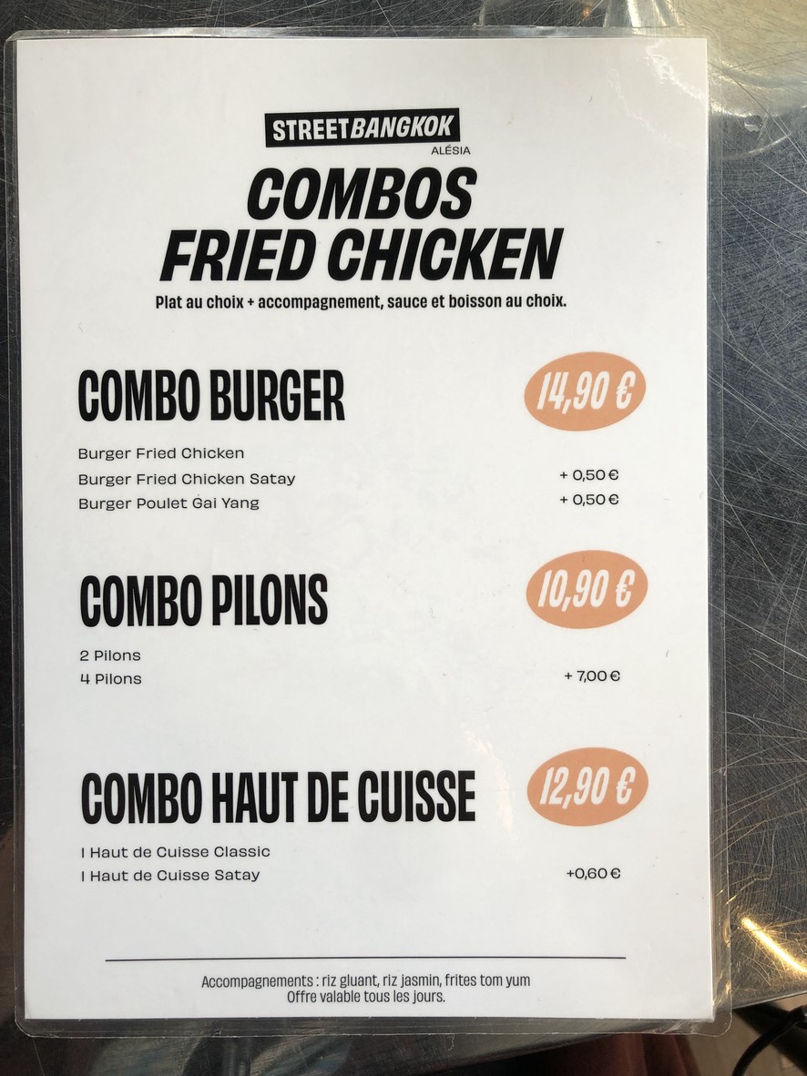 STREET BANGKOK - Alésia menu 2