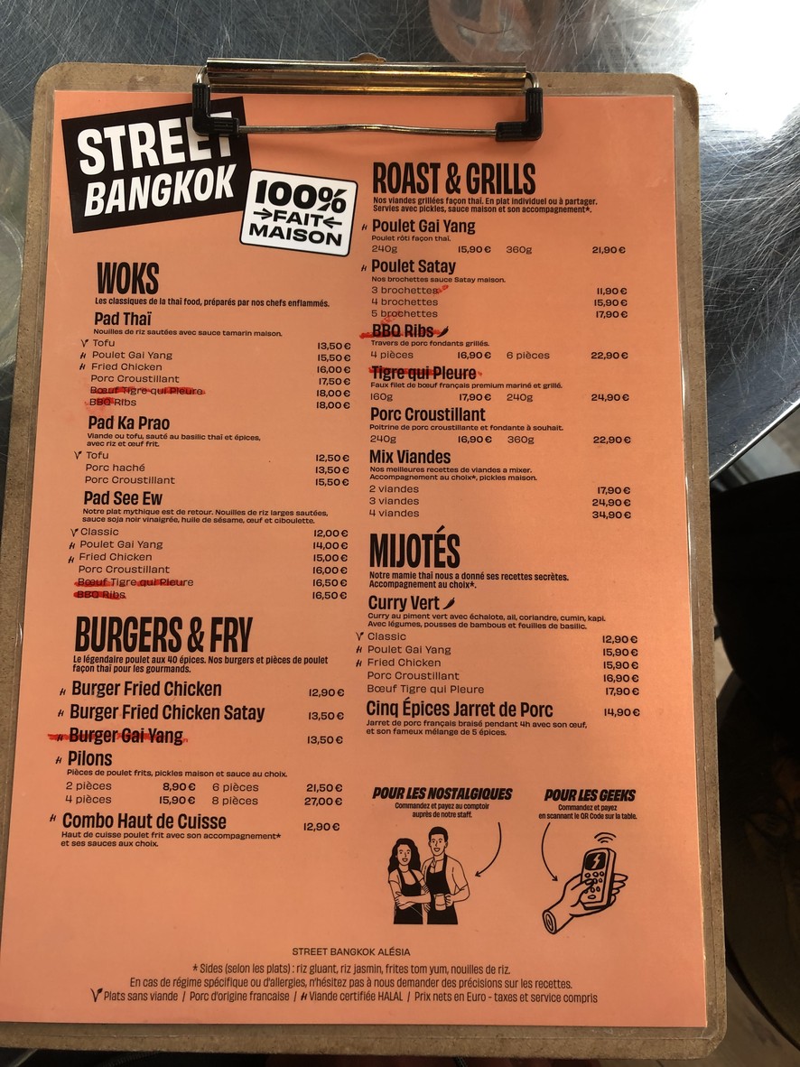 STREET BANGKOK - Alésia menu 3