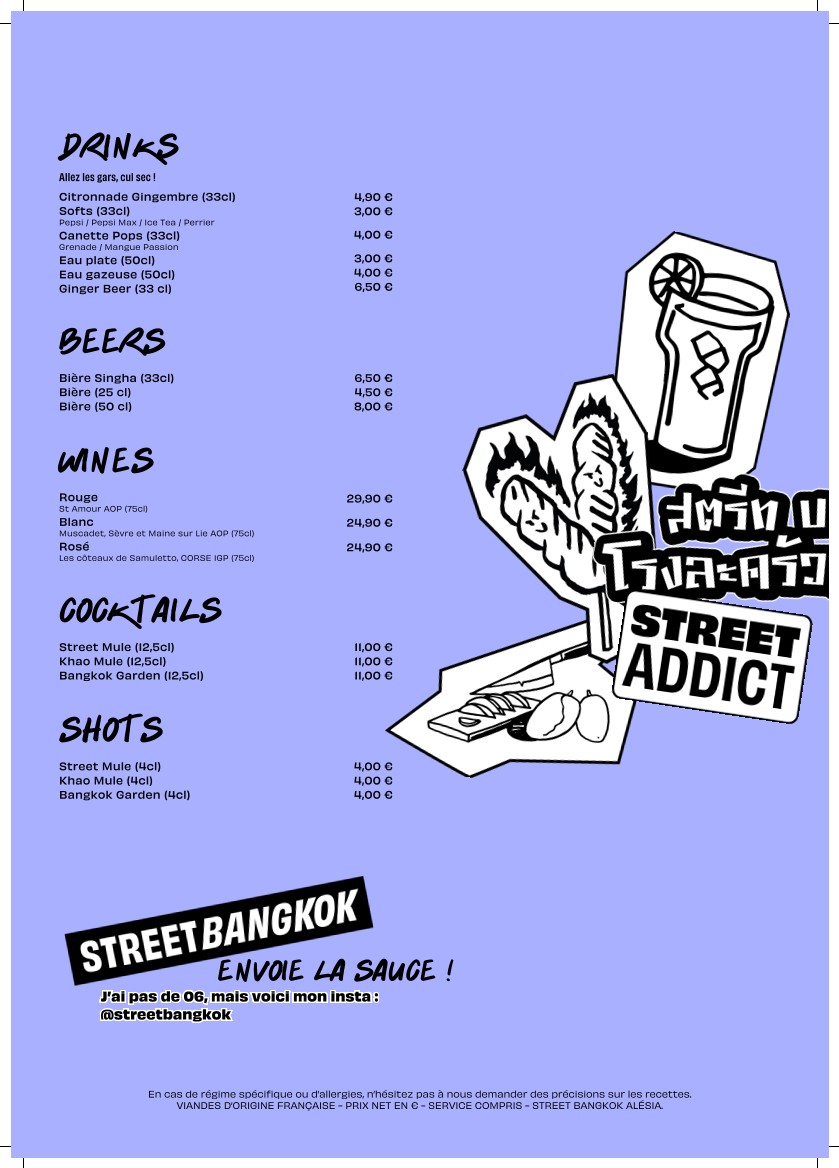 STREET BANGKOK - Alésia menu 4