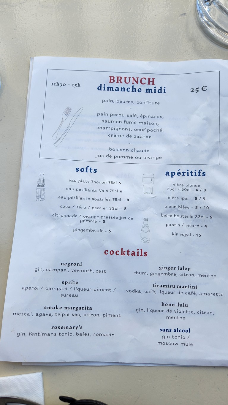 Les Enfants Perdus menu 1
