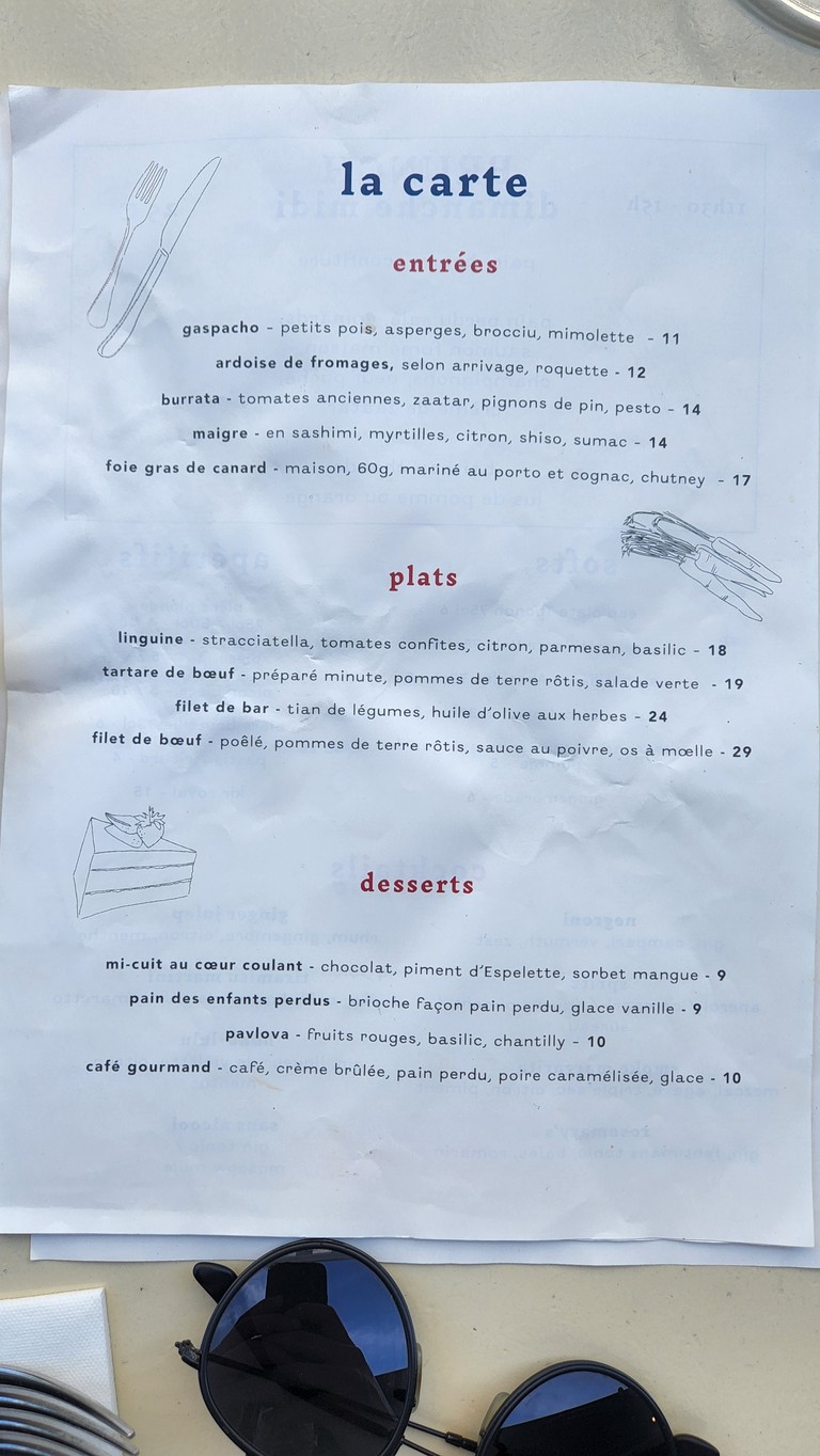 Les Enfants Perdus menu 2