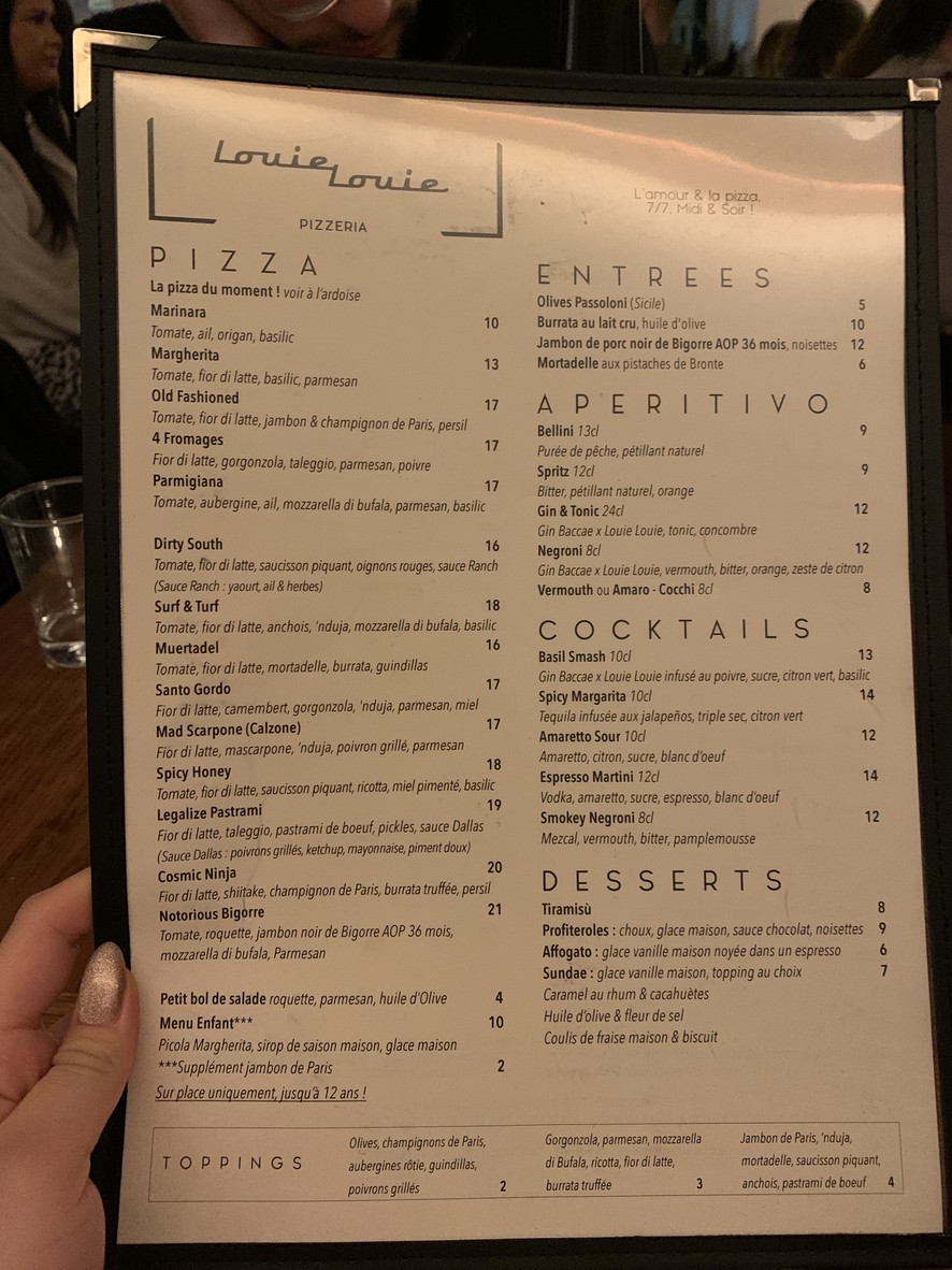 Louie Louie menu 1