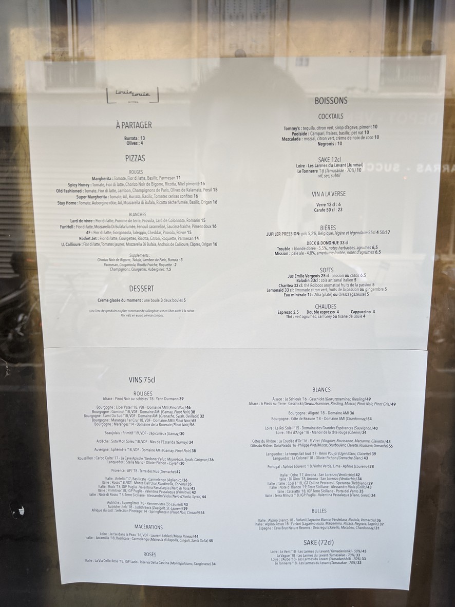 Louie Louie menu 2
