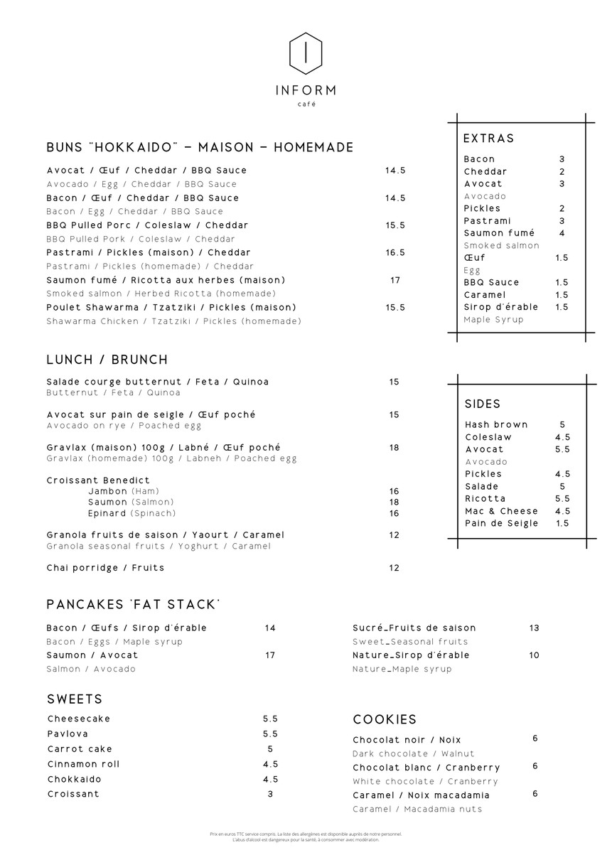 Inform Café menu 1