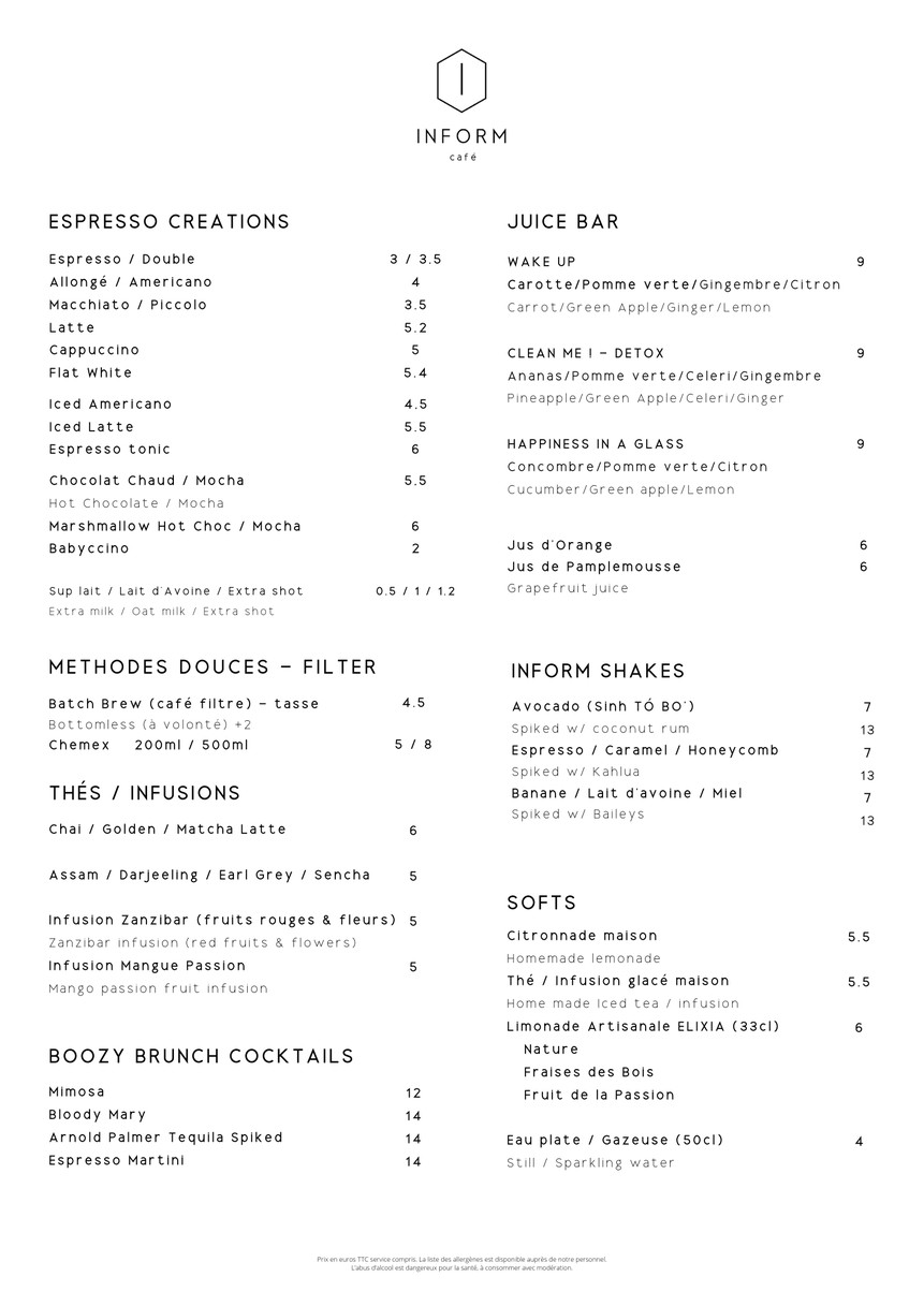 Inform Café menu 2