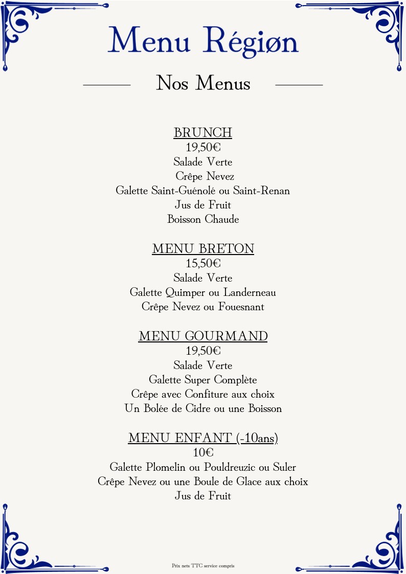 Regiøn (Restaurant, crêperie café & bubble Tea) menu 1