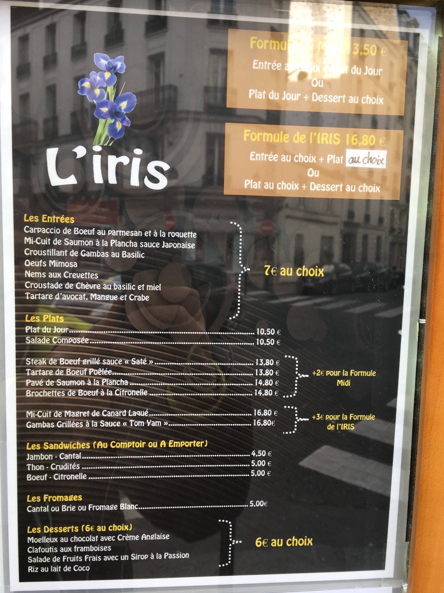L'iris menu 1