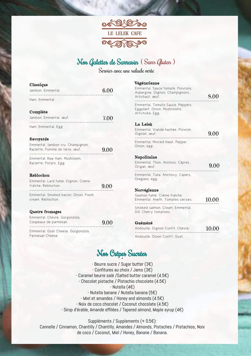 Le Lelek Café menu 2