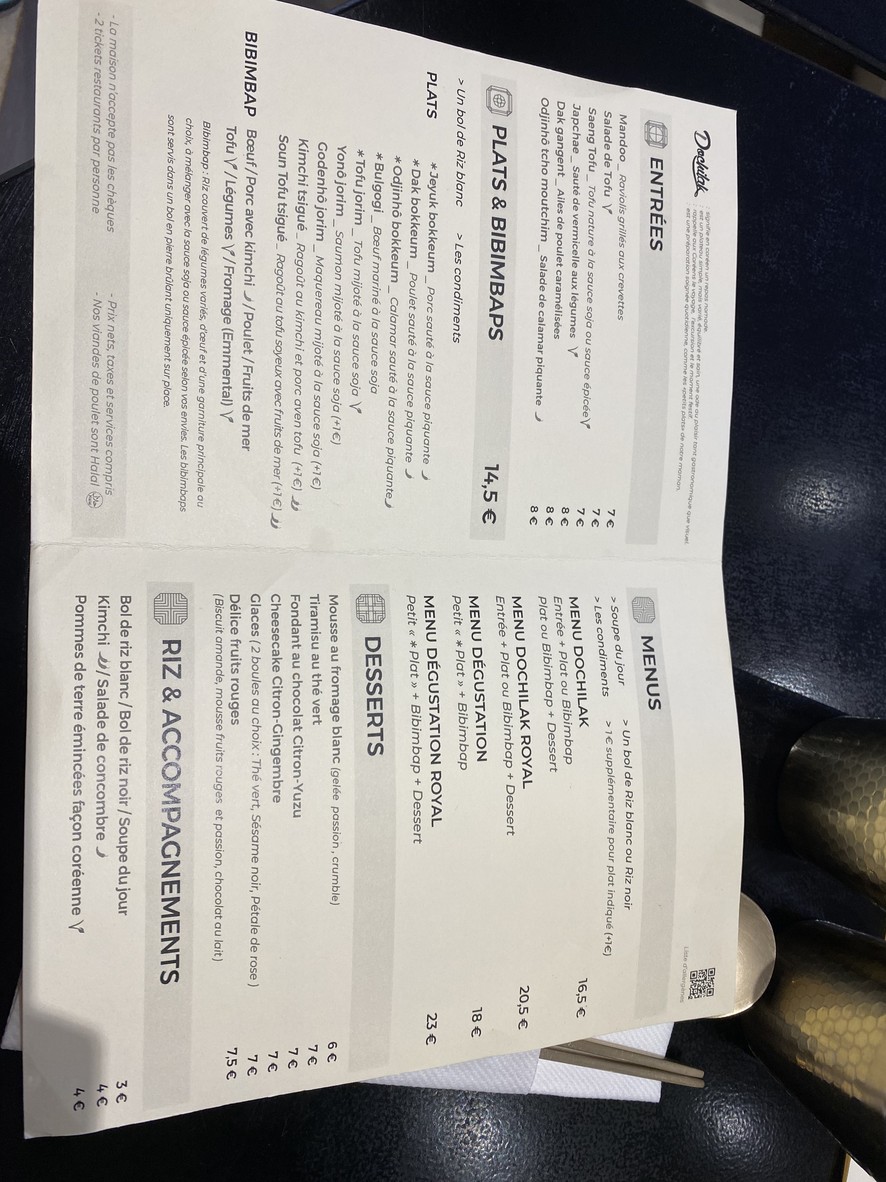 Dochilak Batignolles menu 1