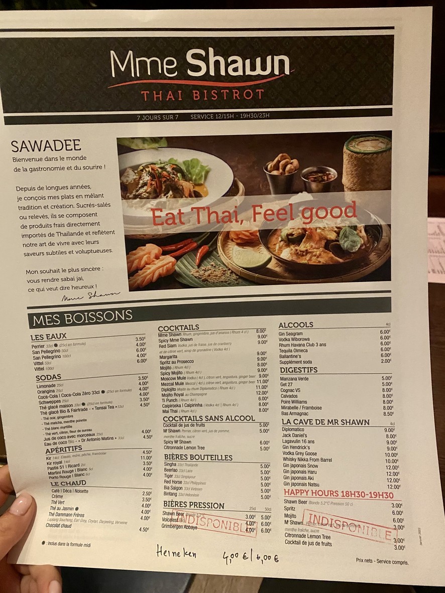 Mme Shawn menu 1