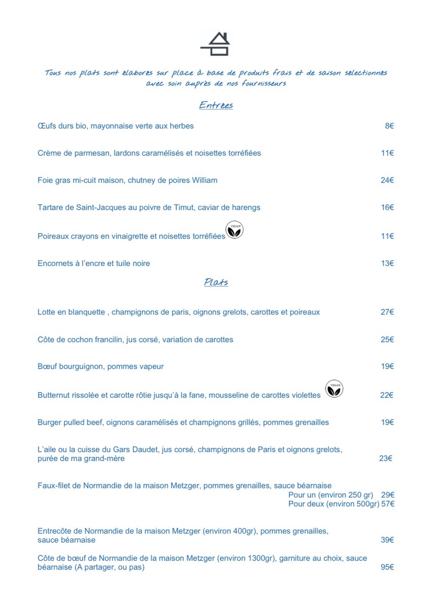 Jules Café Restaurant (Paris 5) menu 1