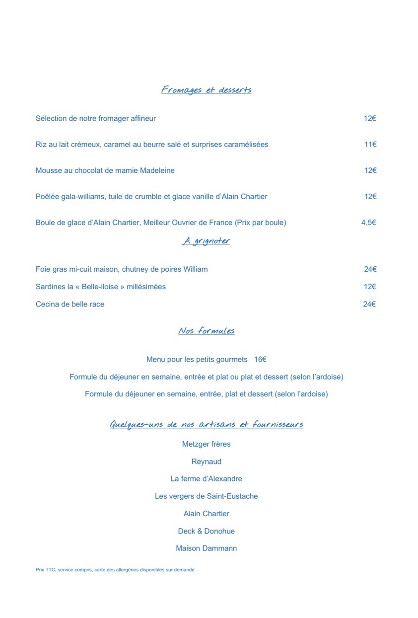 Jules Café Restaurant (Paris 5) menu 2