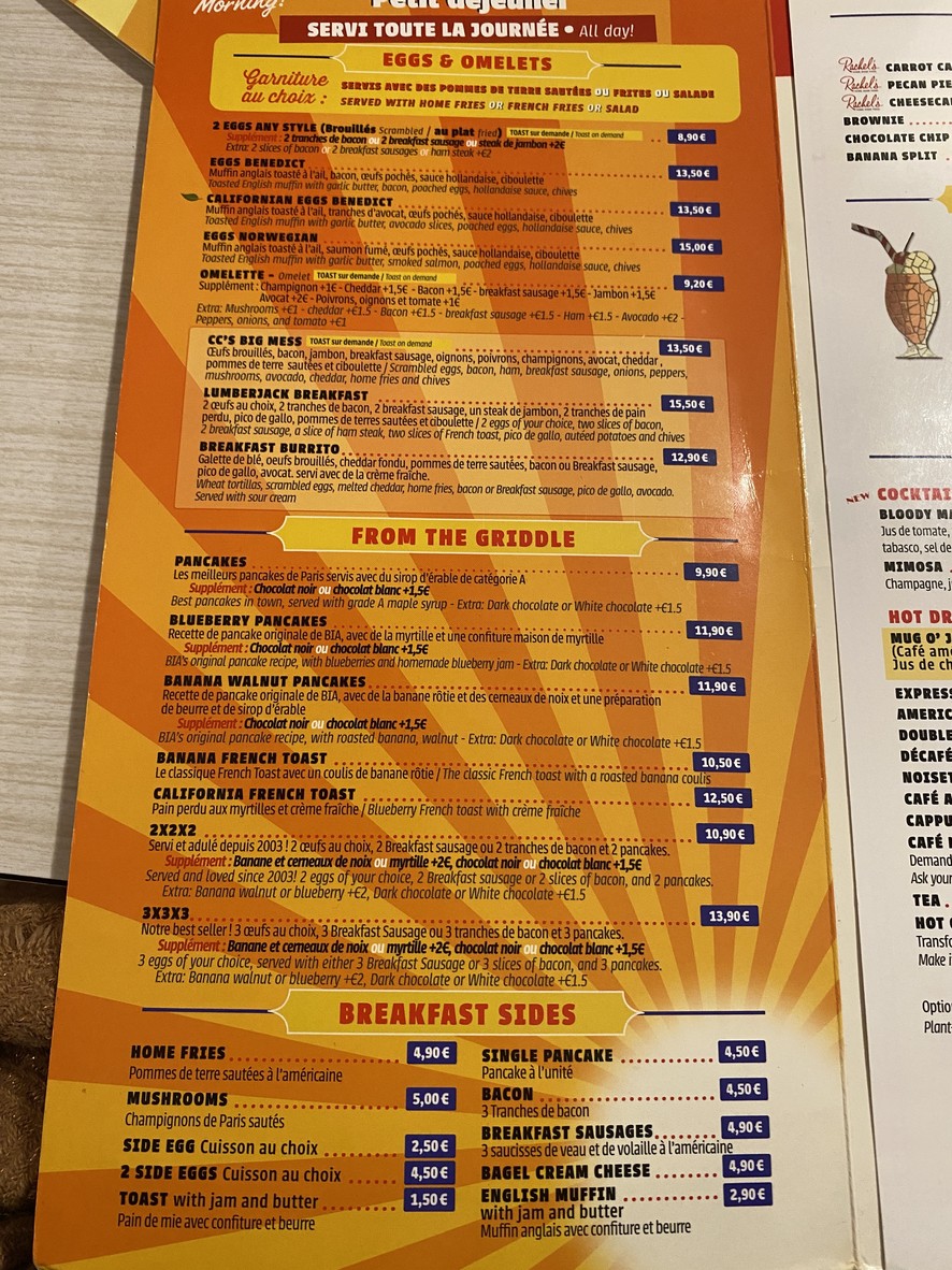 Breakfast in America menu 1
