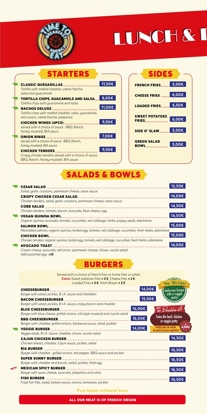 Breakfast in America menu 2