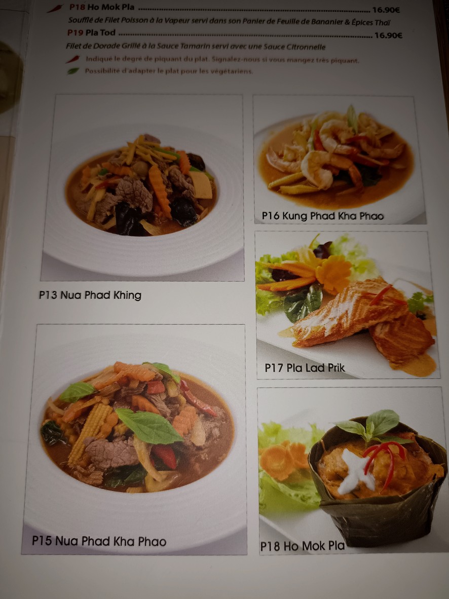 Légende Thaï menu 3
