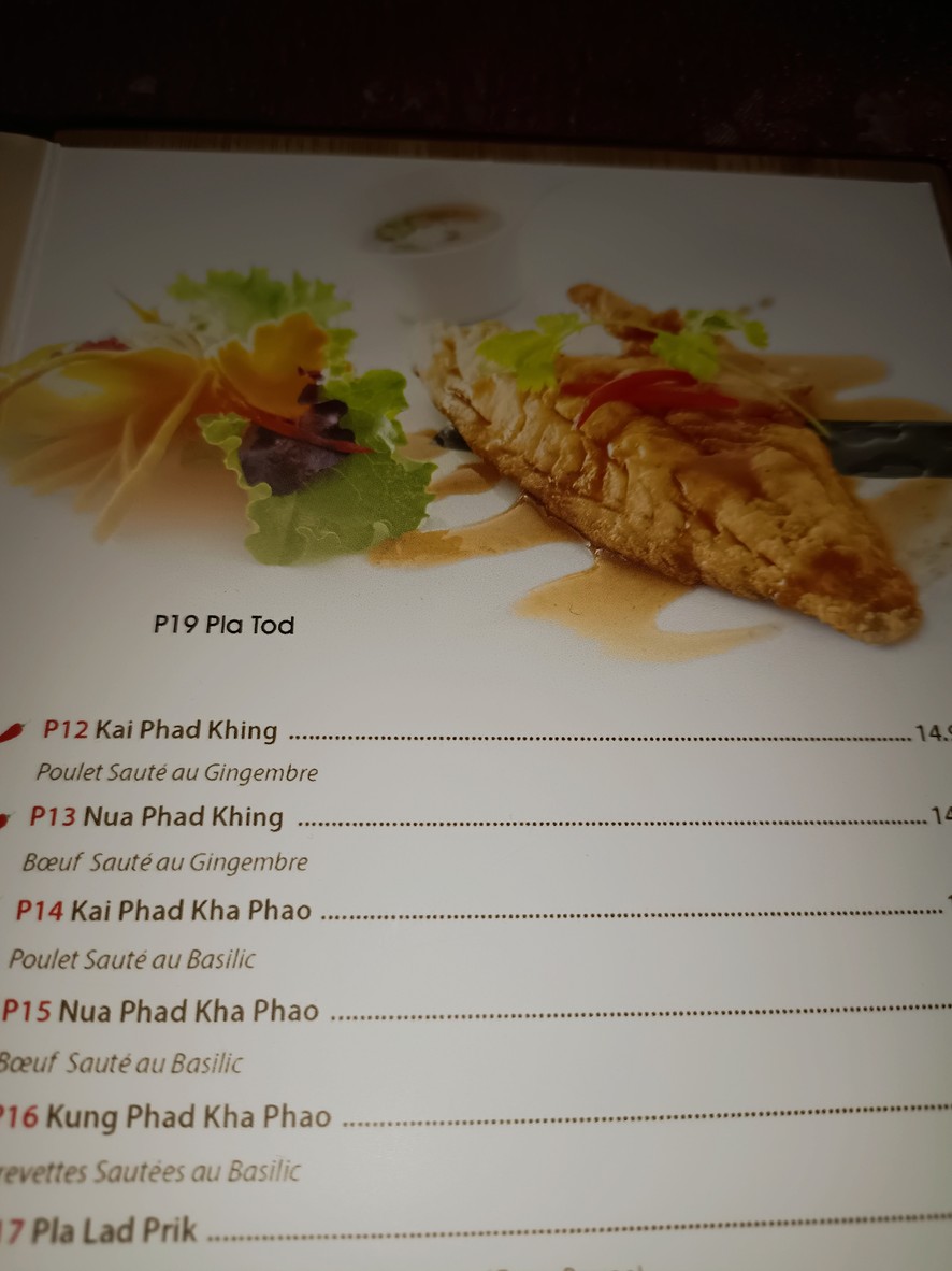 Légende Thaï menu 4
