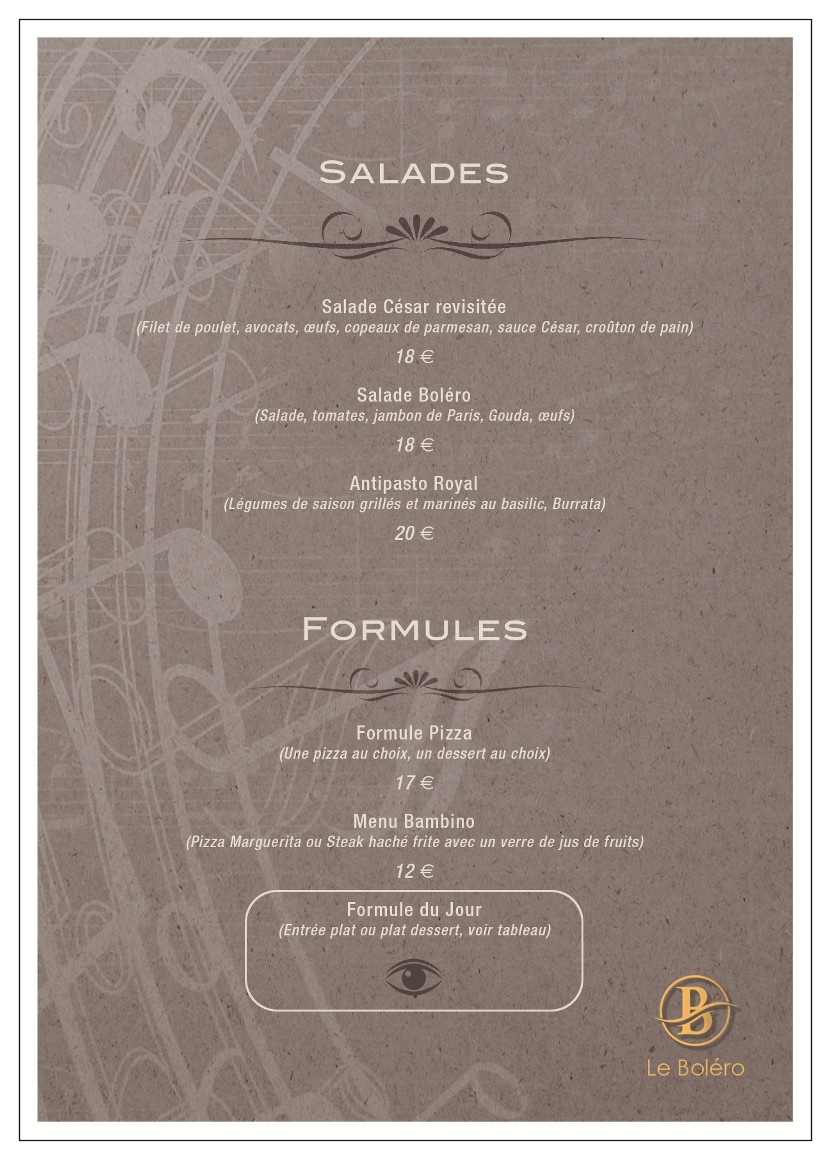 Le Boléro de Ravel menu 2