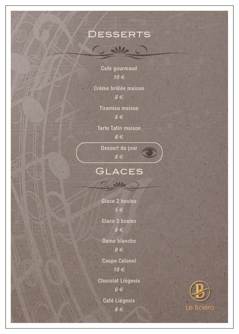 Le Boléro de Ravel menu 4
