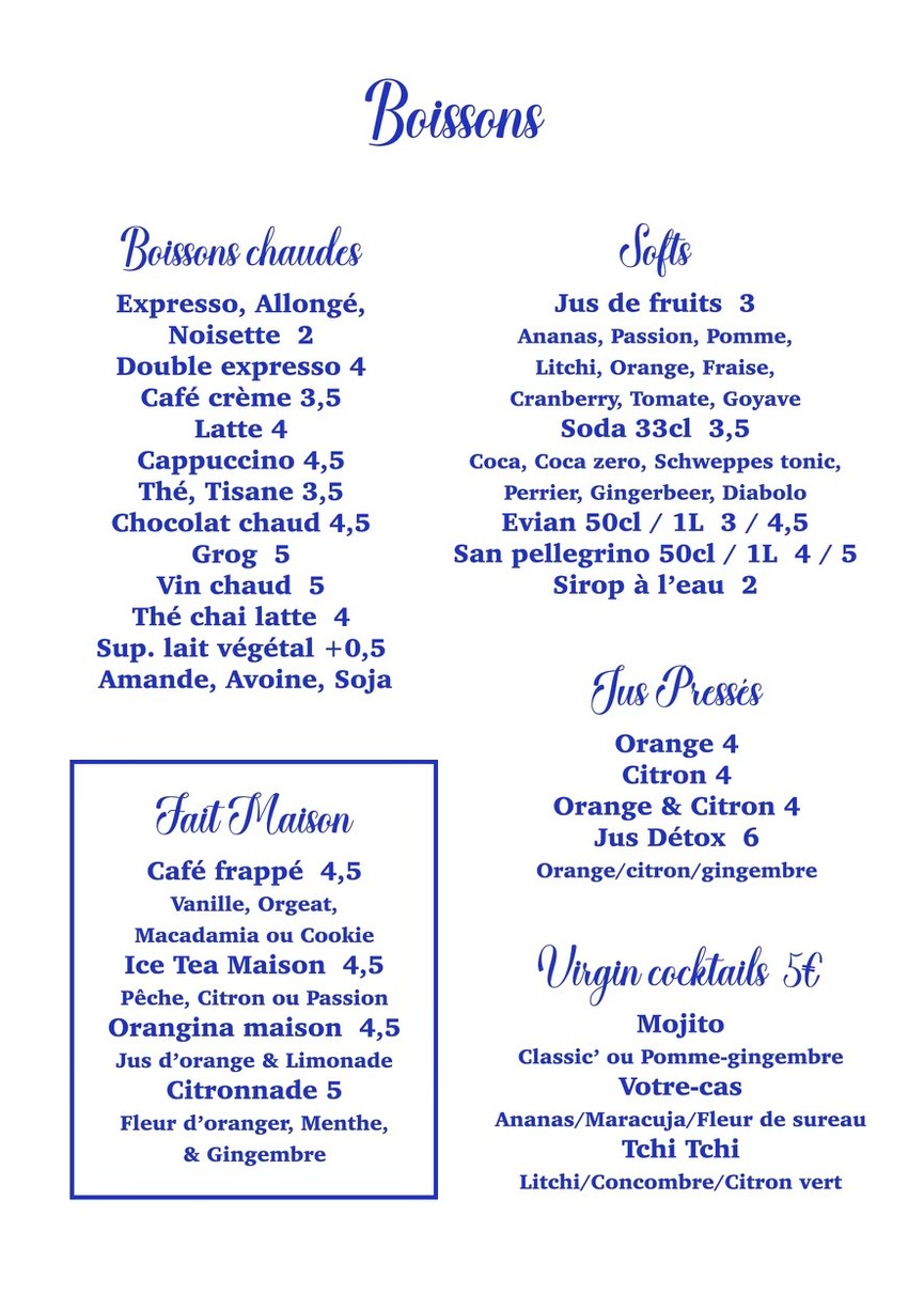 Les Frères Laumière menu 2