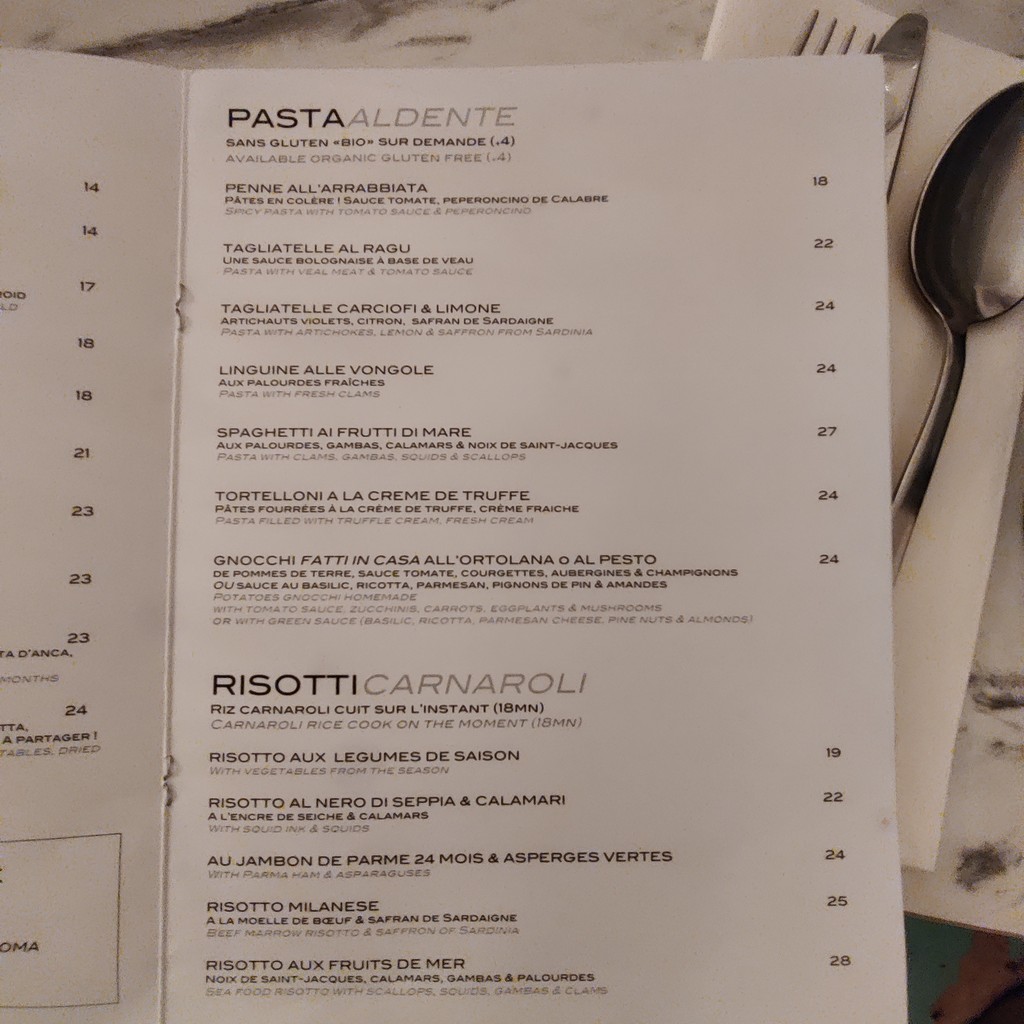 La Divina Commedia menu 1