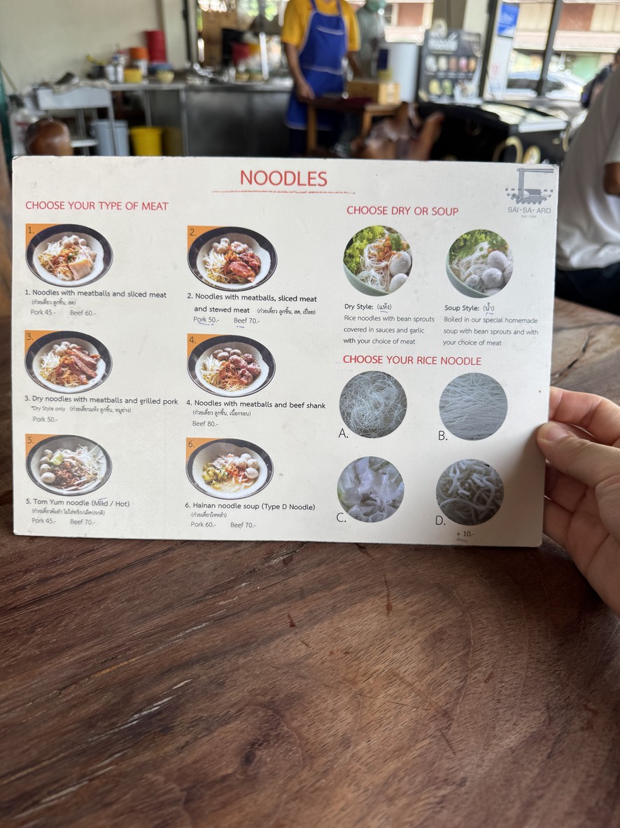 Sai Sa Ad Clear Soup Meatball Noodles, Ban Noen Branch menu 1