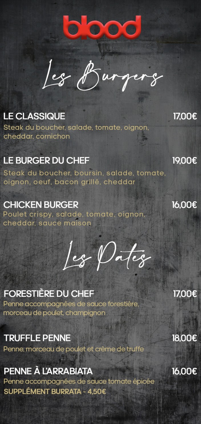 O'Blood menu 1