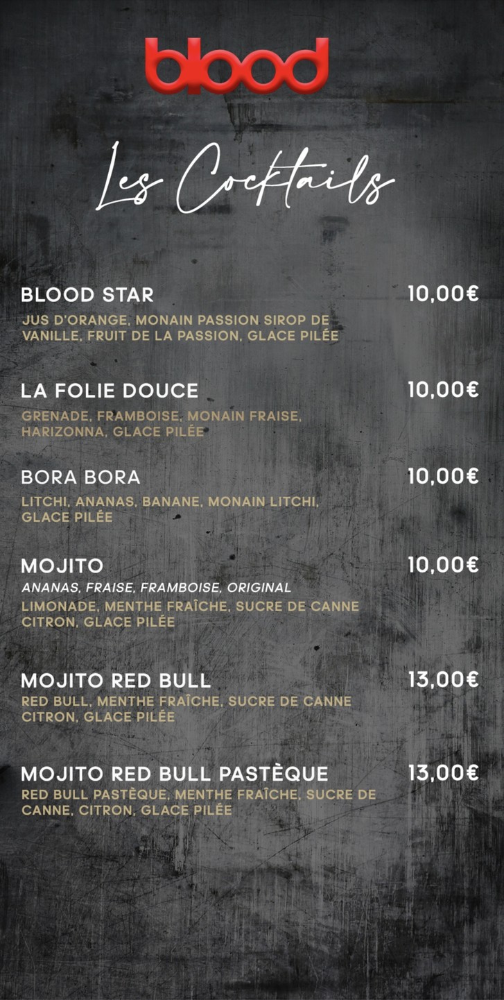 O'Blood menu 2