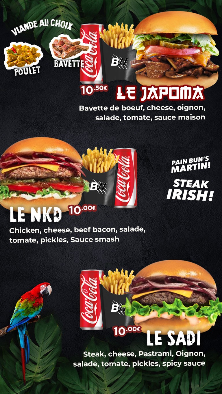 B WILD menu 4