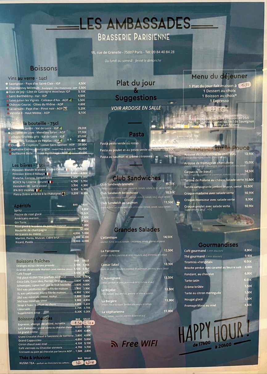 Les Ambassades menu 1
