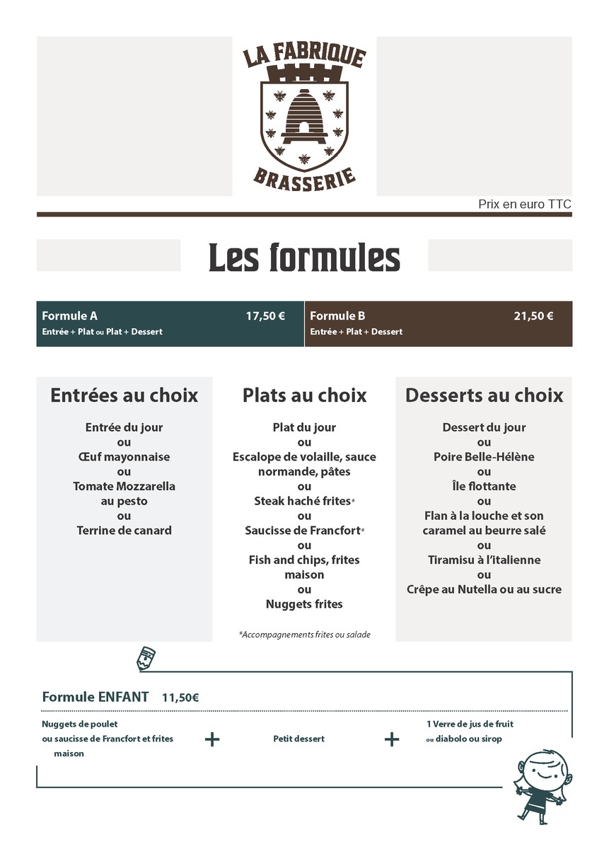 La Fabrique menu 1