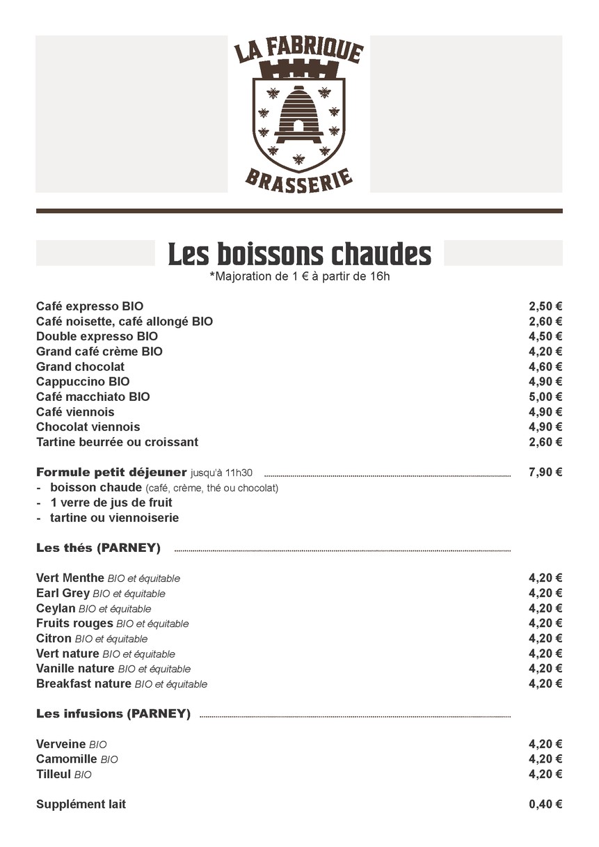 La Fabrique menu 6