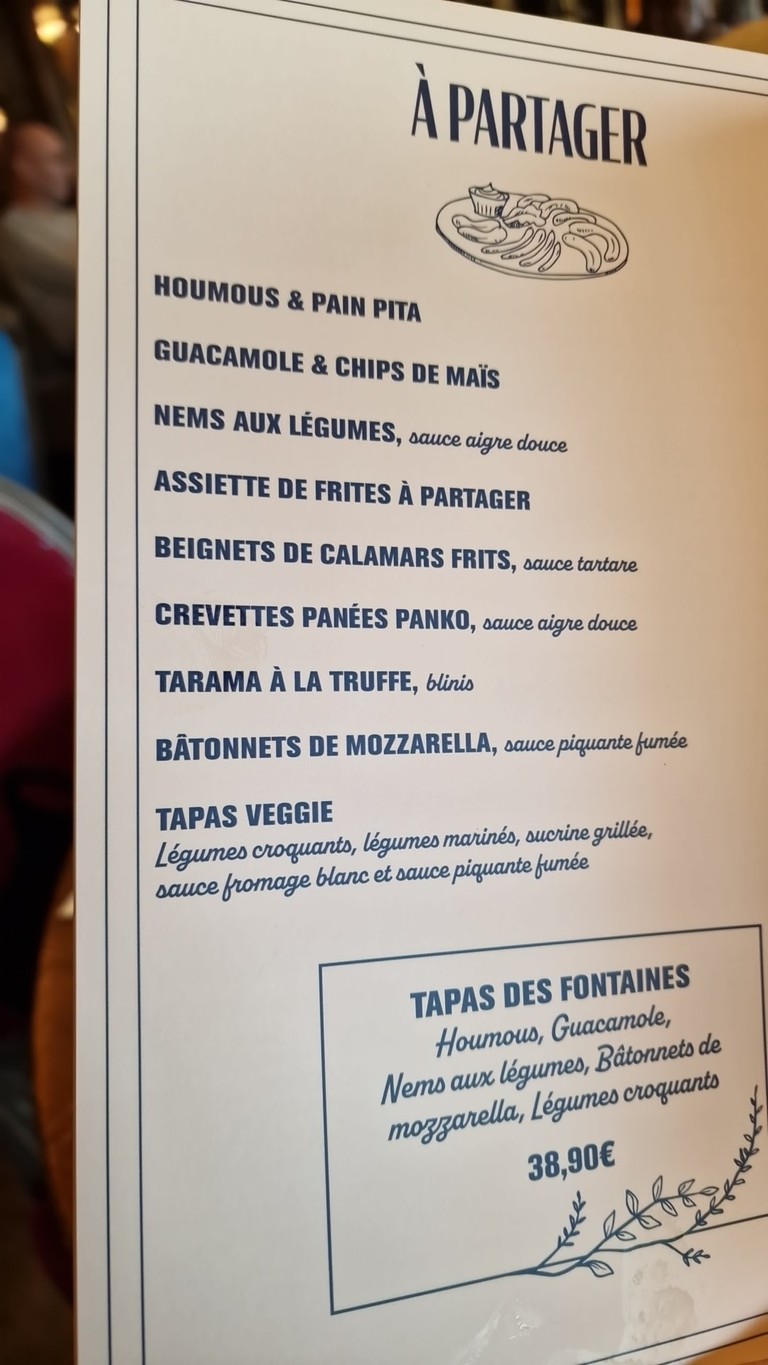 Les Fontaines menu 3