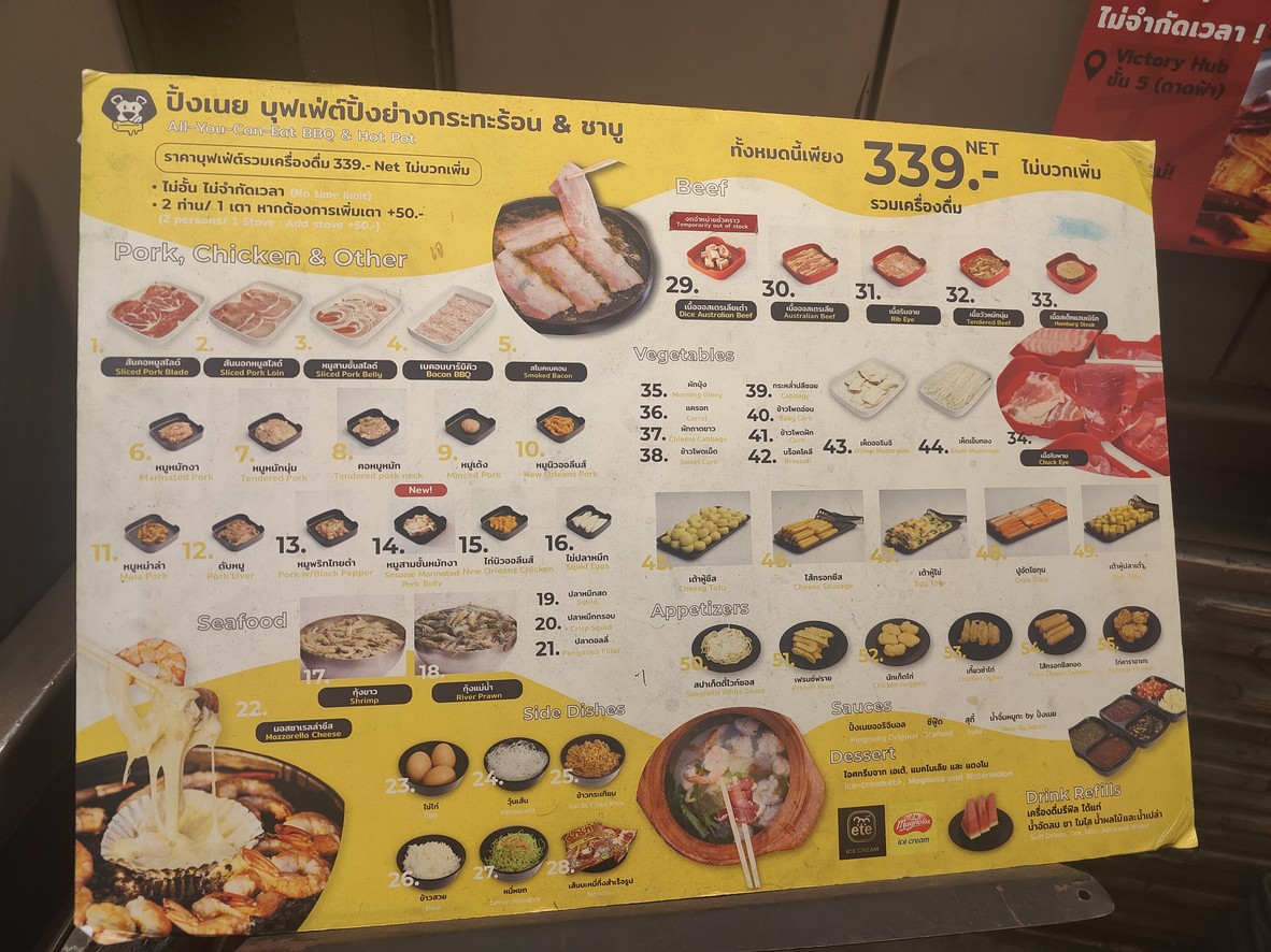 Ping Noei Anusawari Chai Branch menu 2