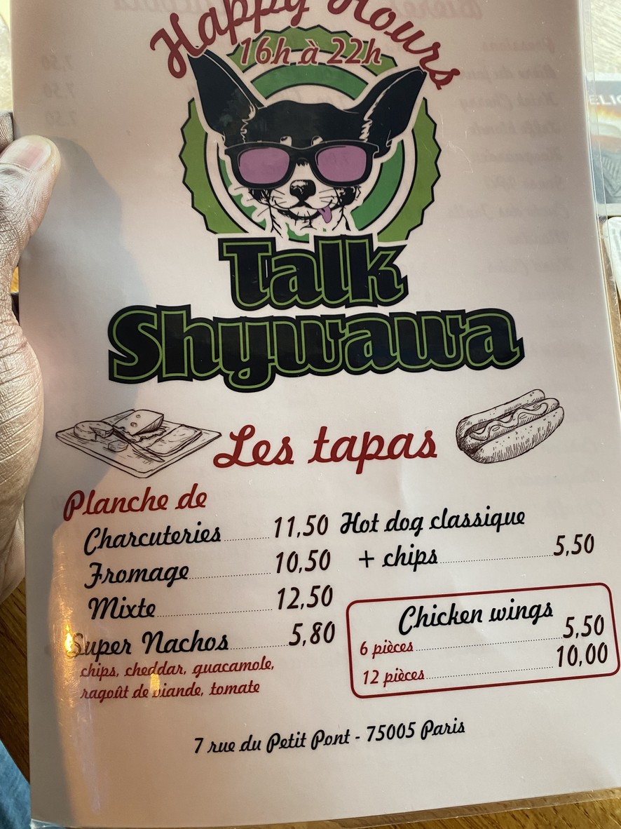 SHYWAWA menu 1