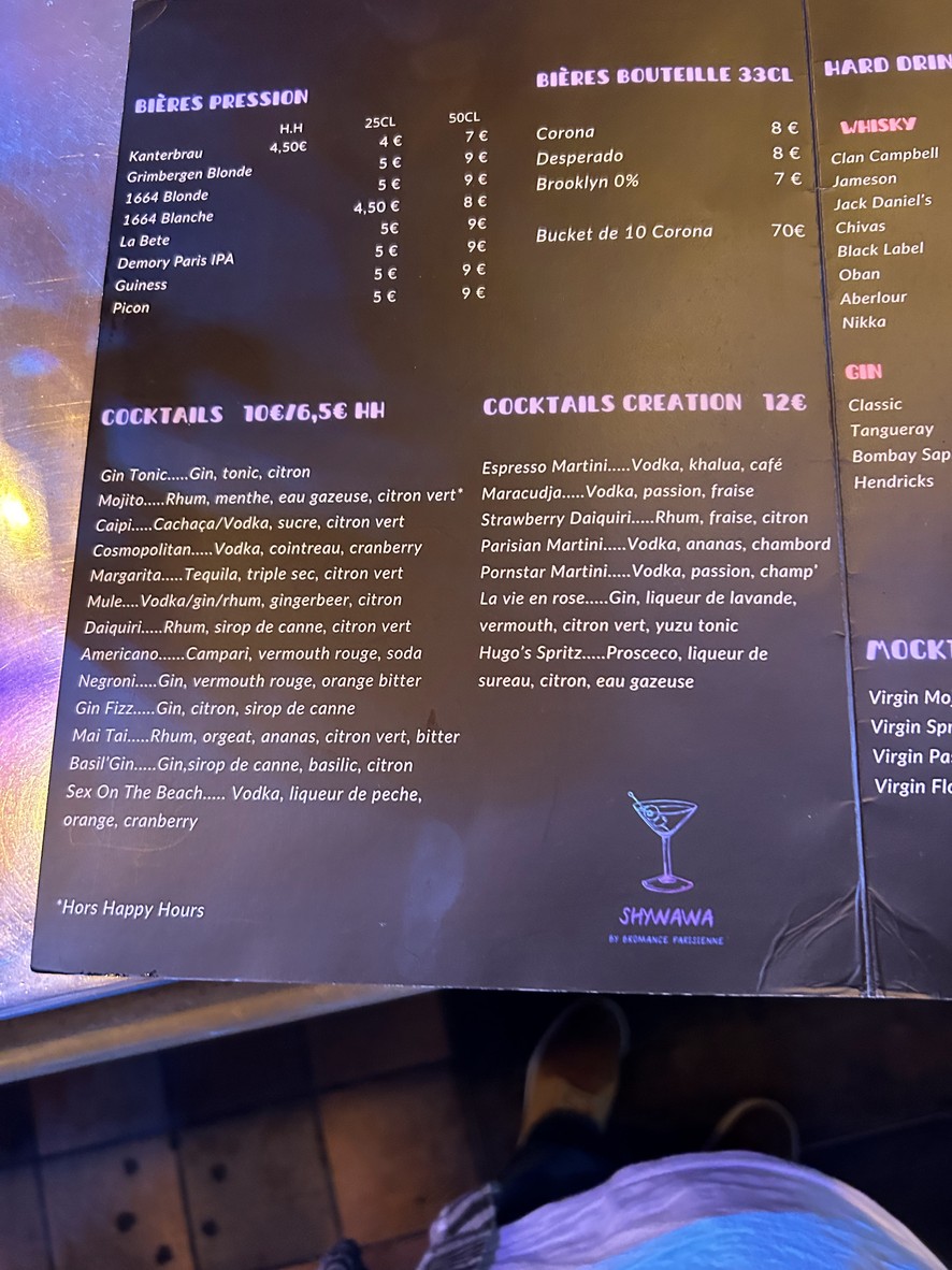 SHYWAWA menu 2