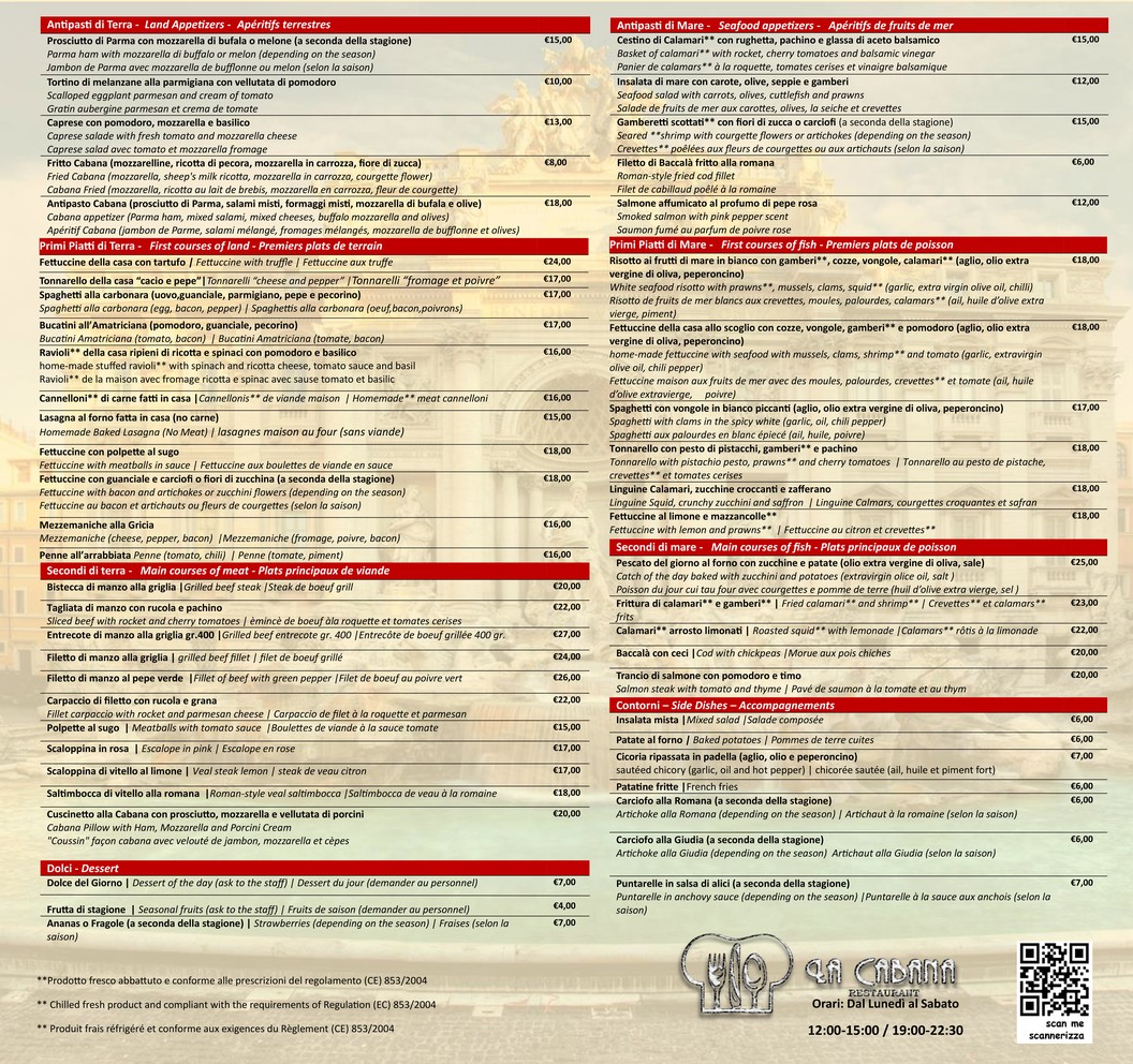 La Cabana menu 1