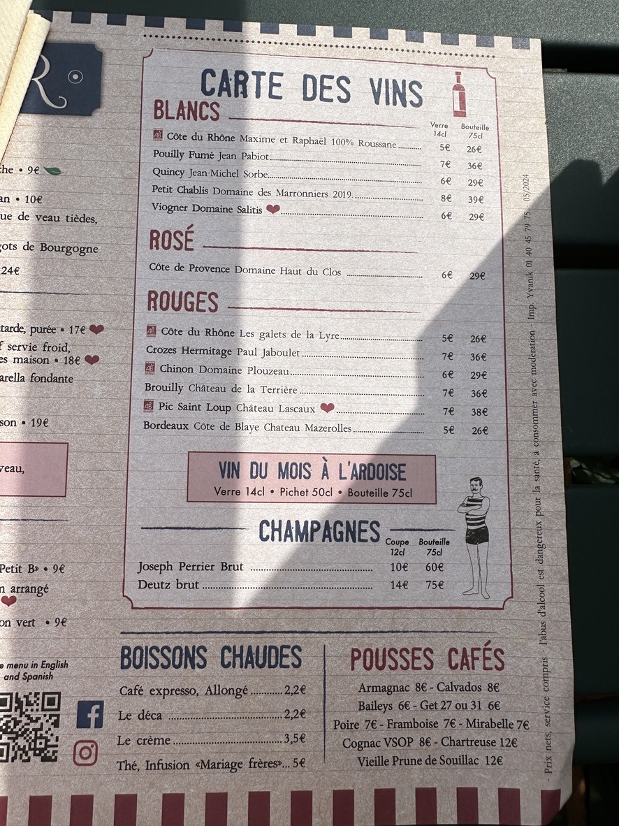 Le Petit Baigneur menu 3