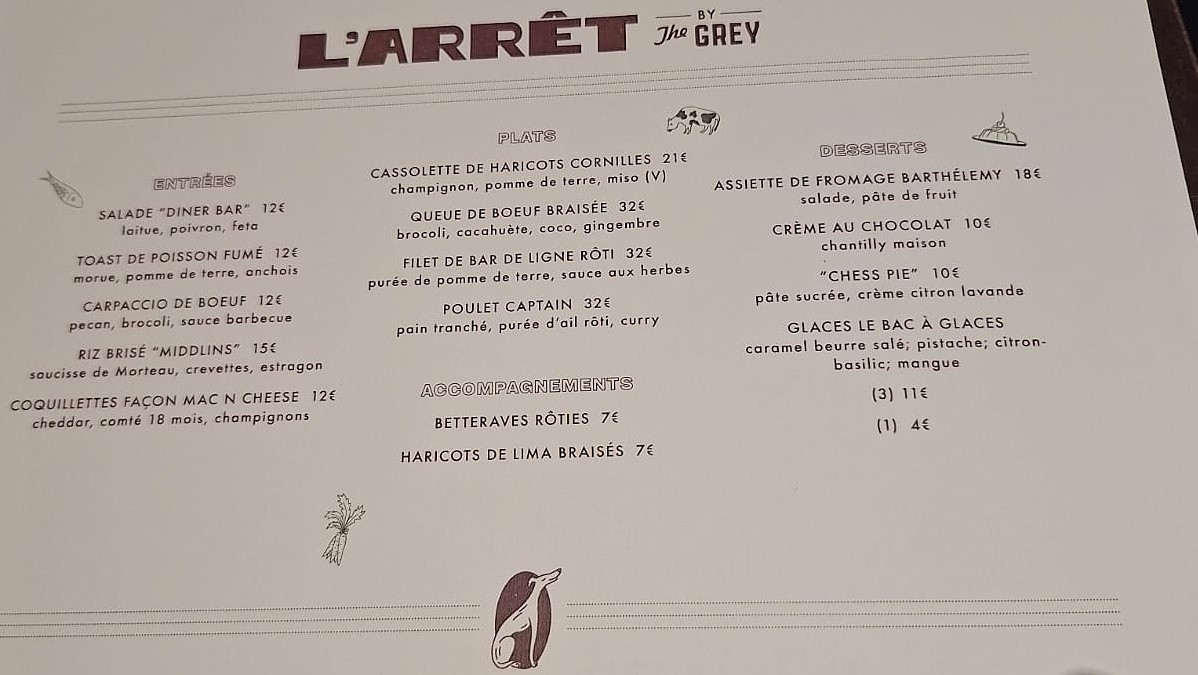 L'Arret by The Grey menu 3