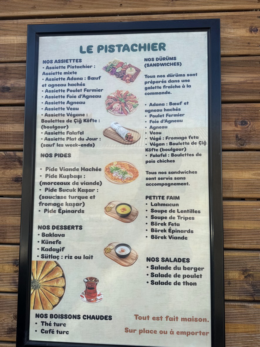 Le Pistachier menu 1