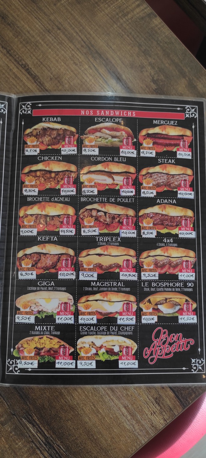 RESTAURANT LE BOSPHORE 90 menu 2