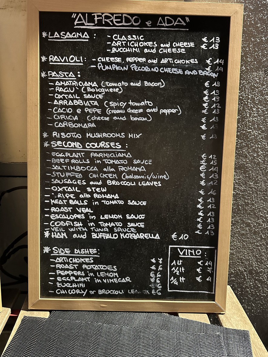 Alfredo e Ada menu 1