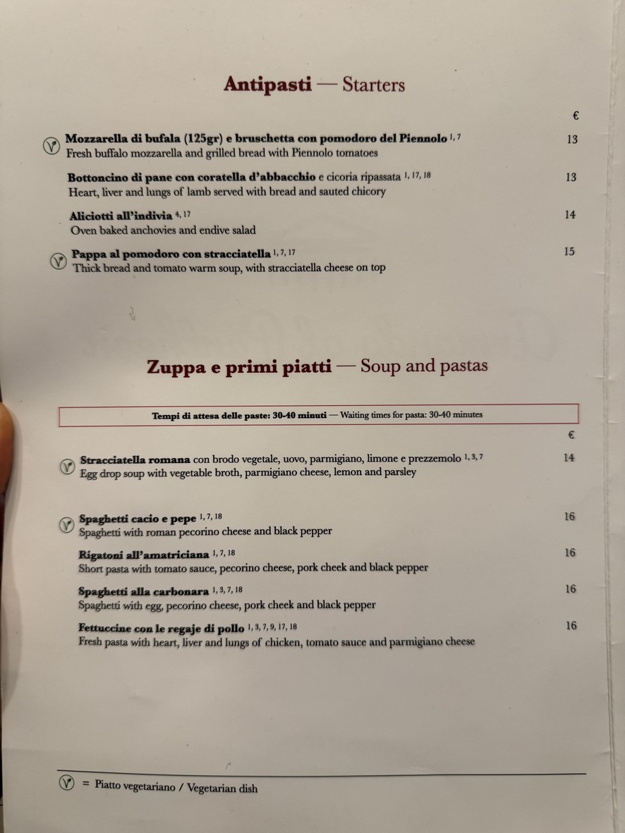 Armando al Pantheon menu 2