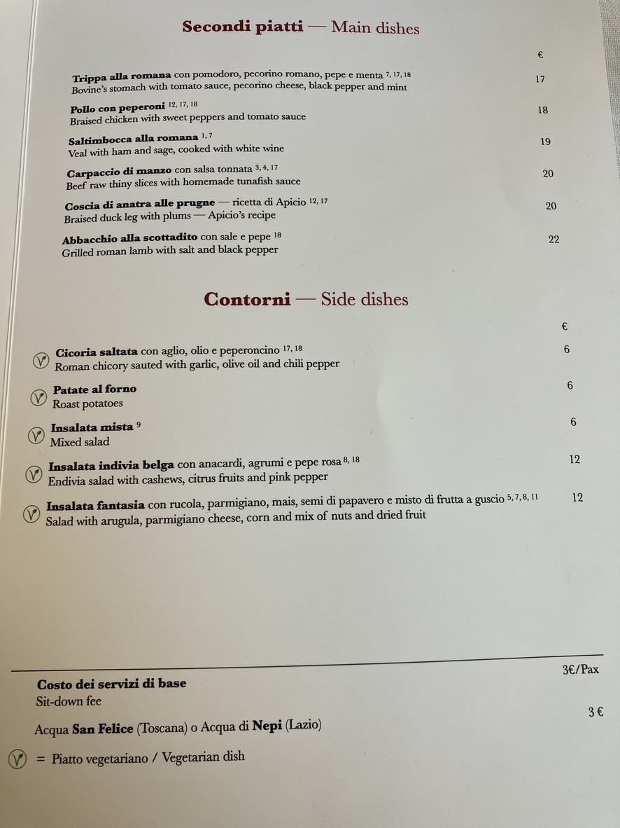 Armando al Pantheon menu 3