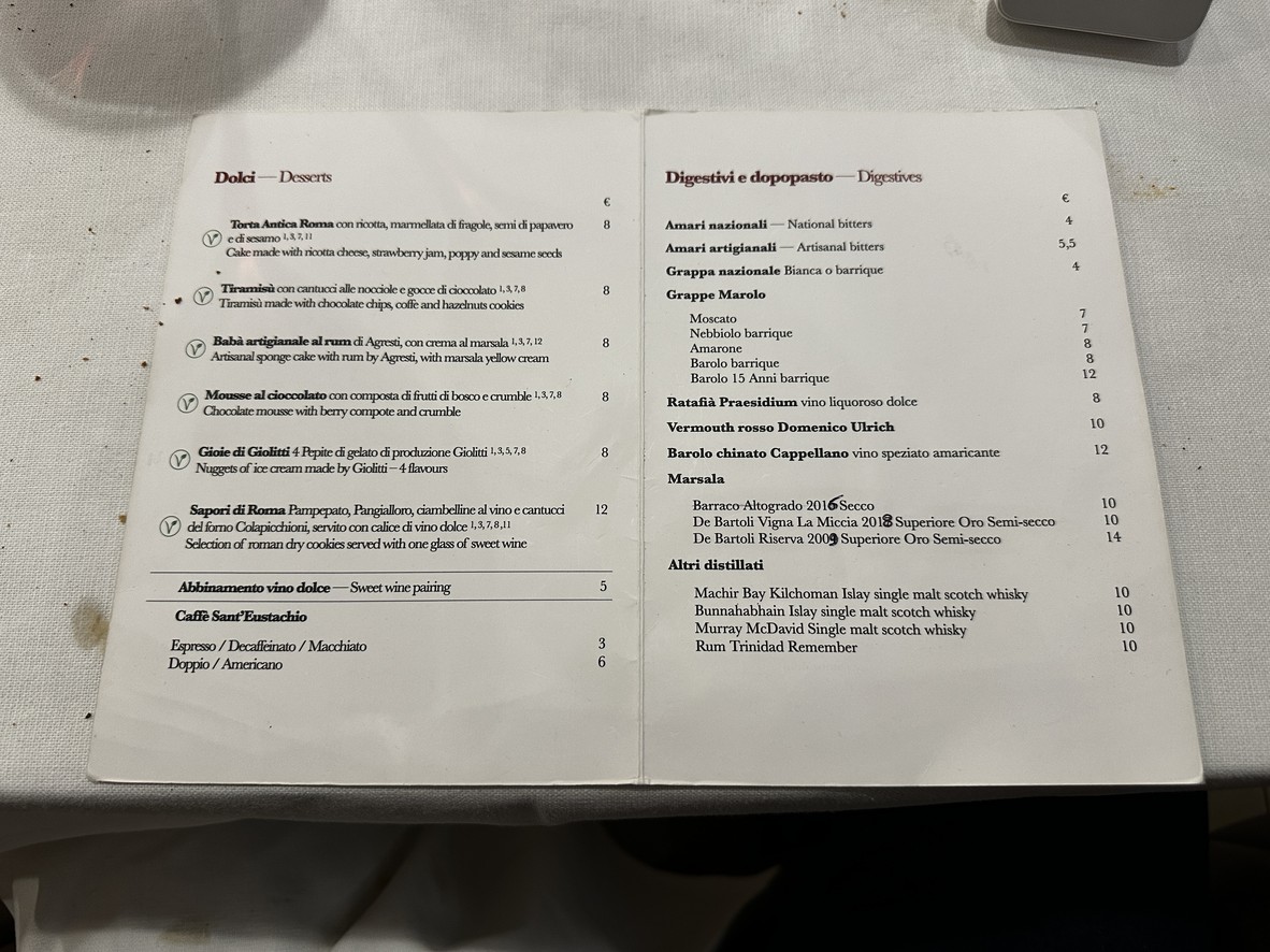 Armando al Pantheon menu 5