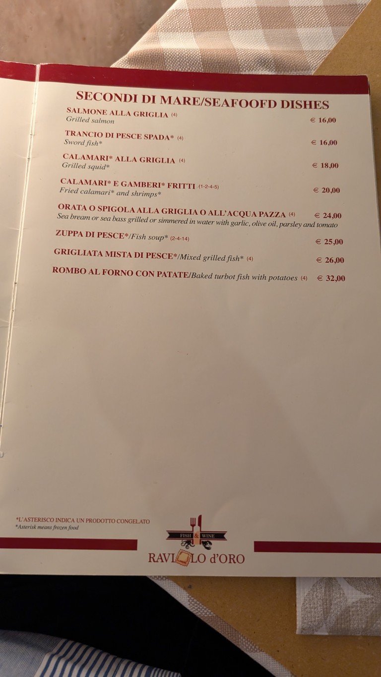 Raviolo d'Oro menu 2