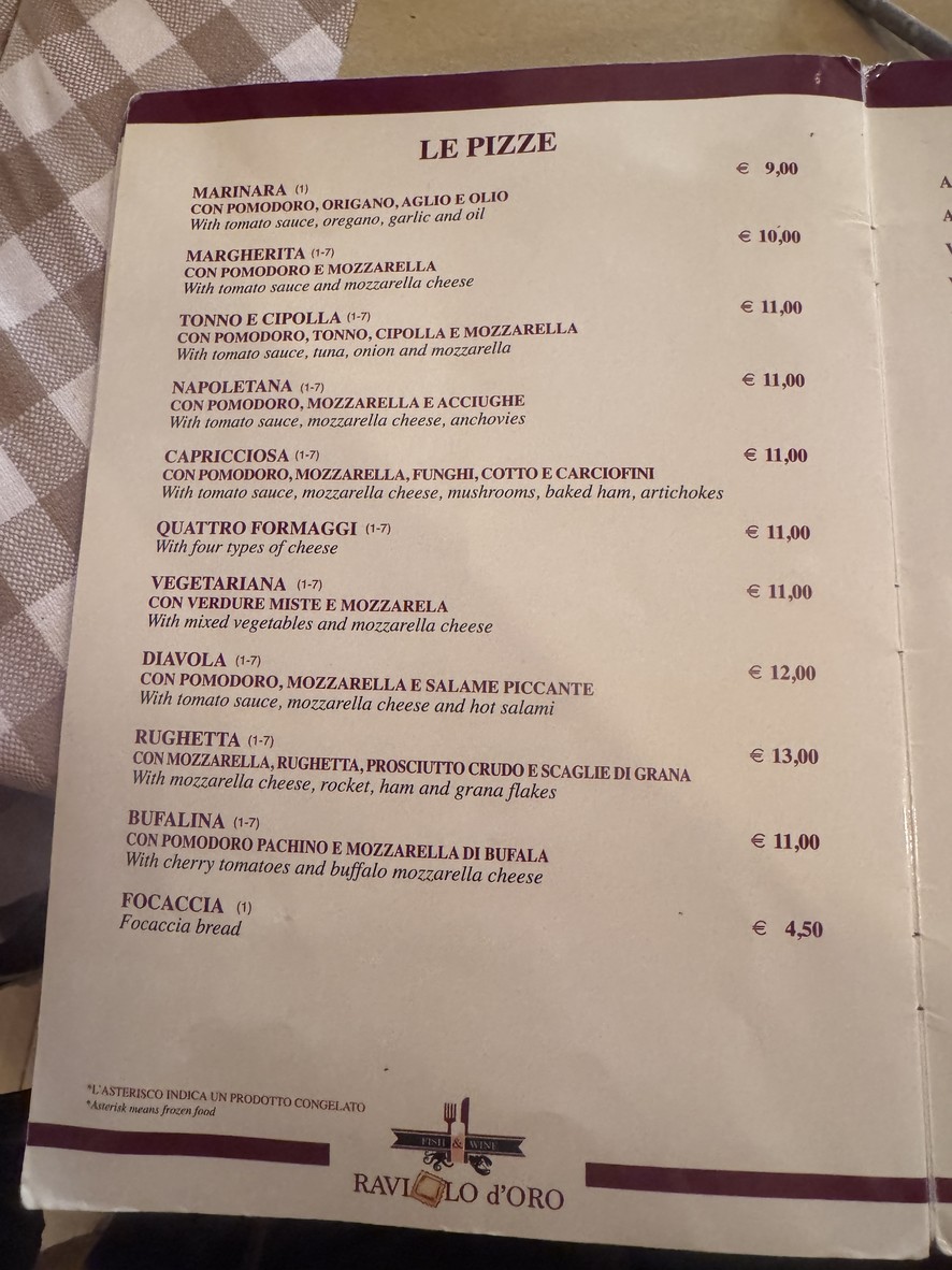 Raviolo d'Oro menu 3
