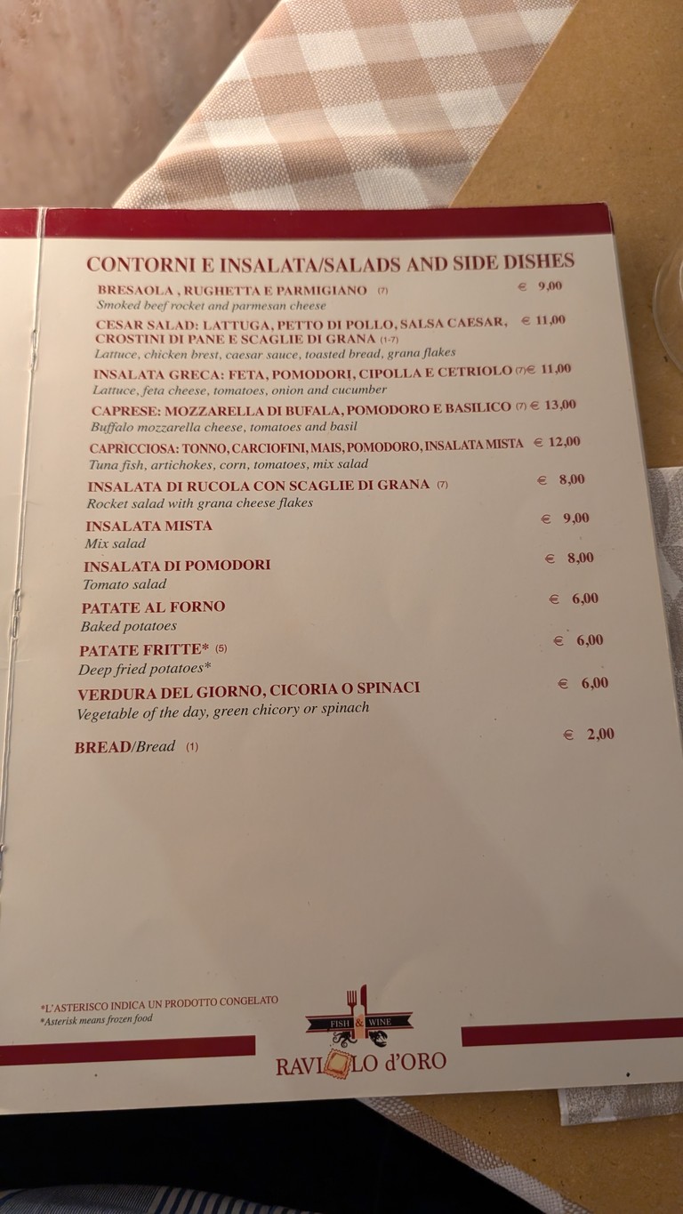 Raviolo d'Oro menu 4