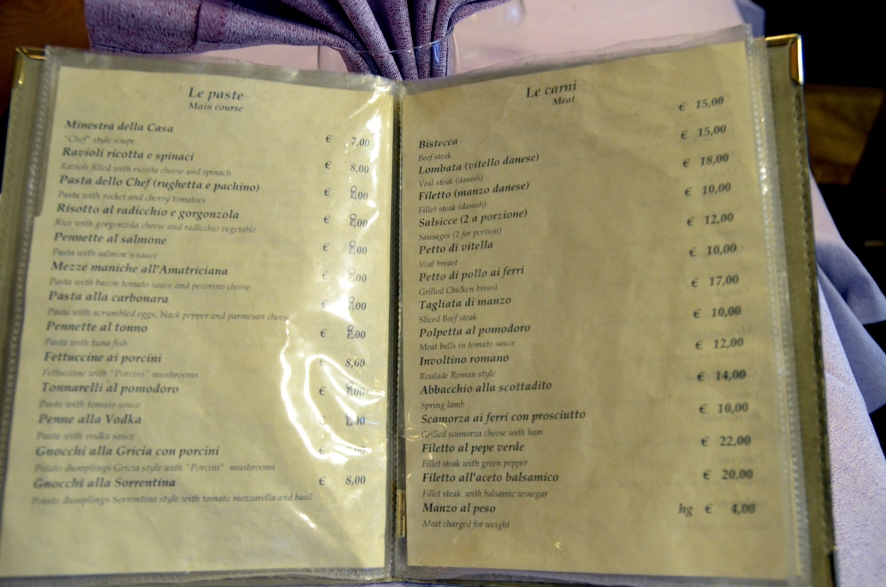 Il Vignola menu 3