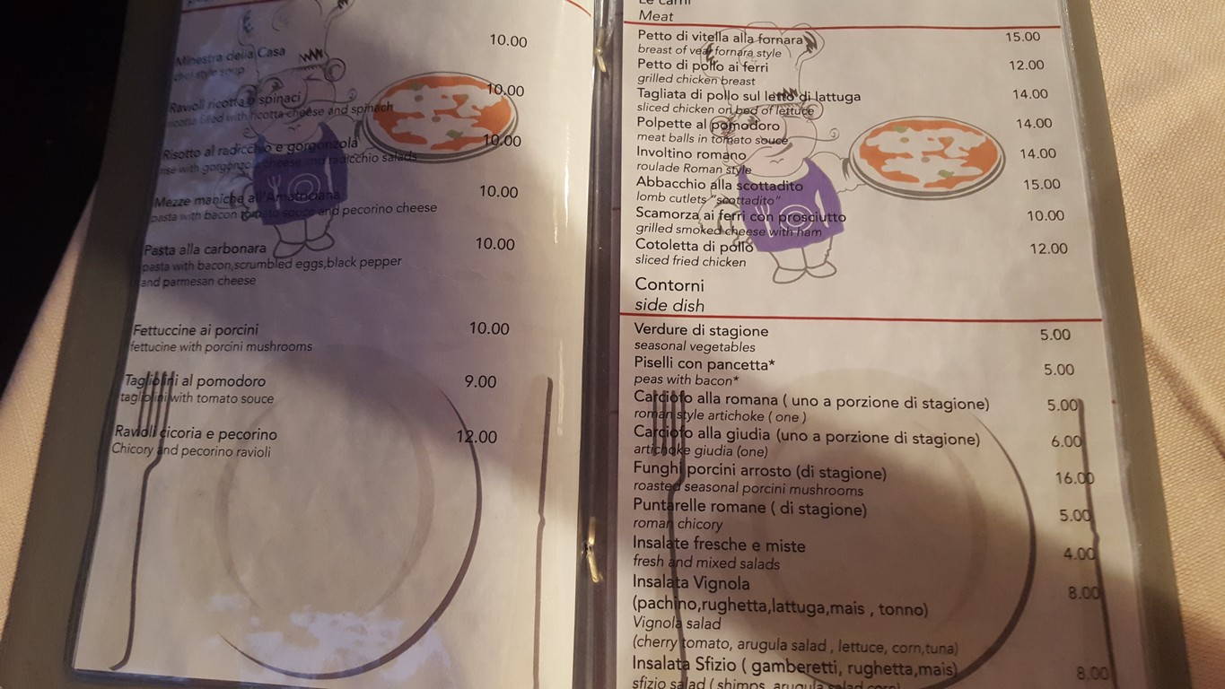 Il Vignola menu 4