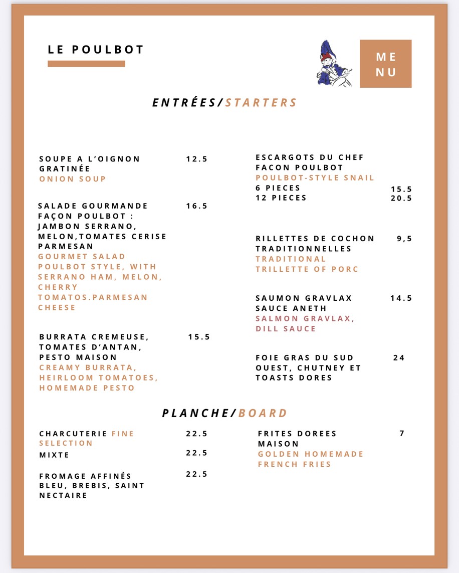 Le Poulbot menu 1